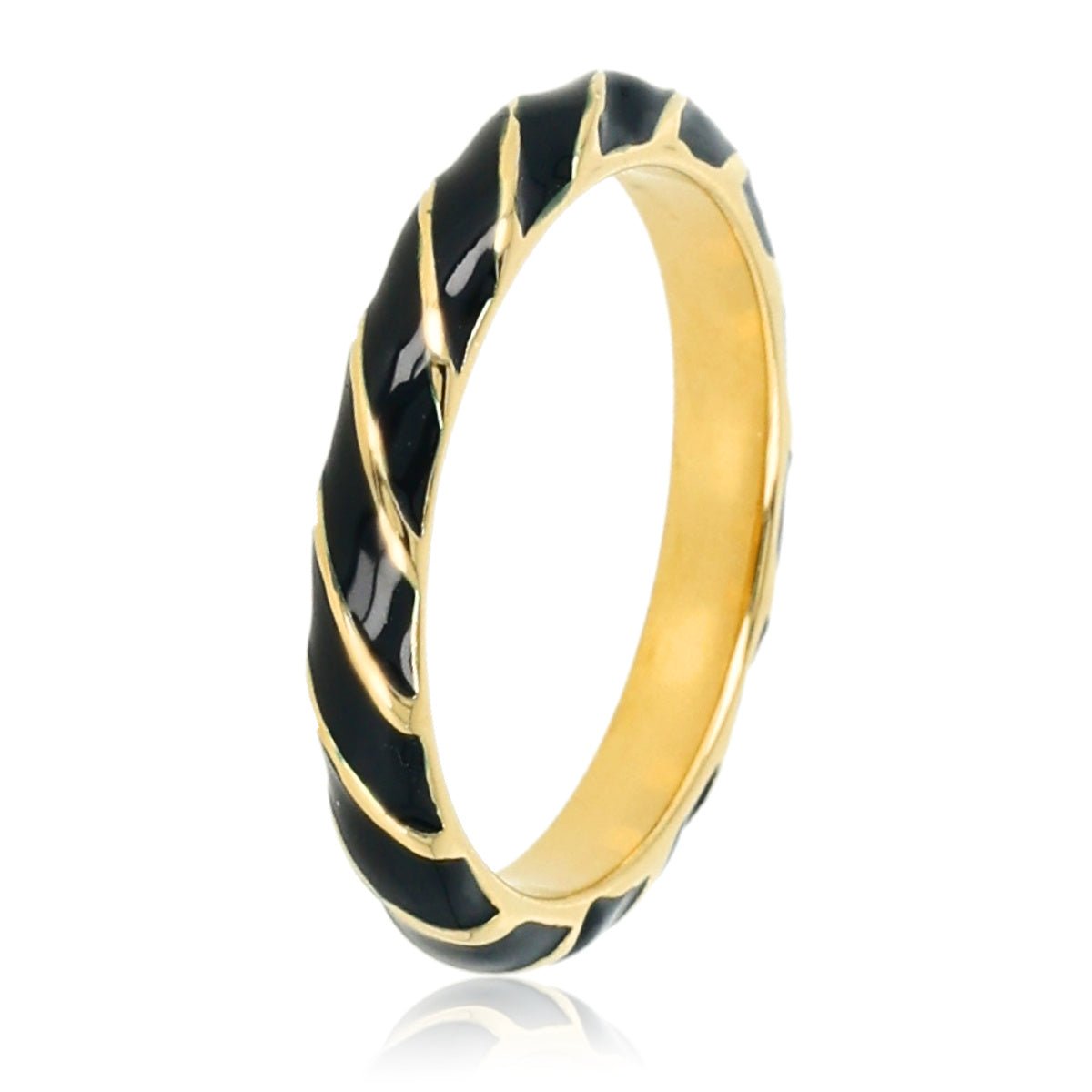 Goudkleurige ring met zwart gedraaid design - My Bendel