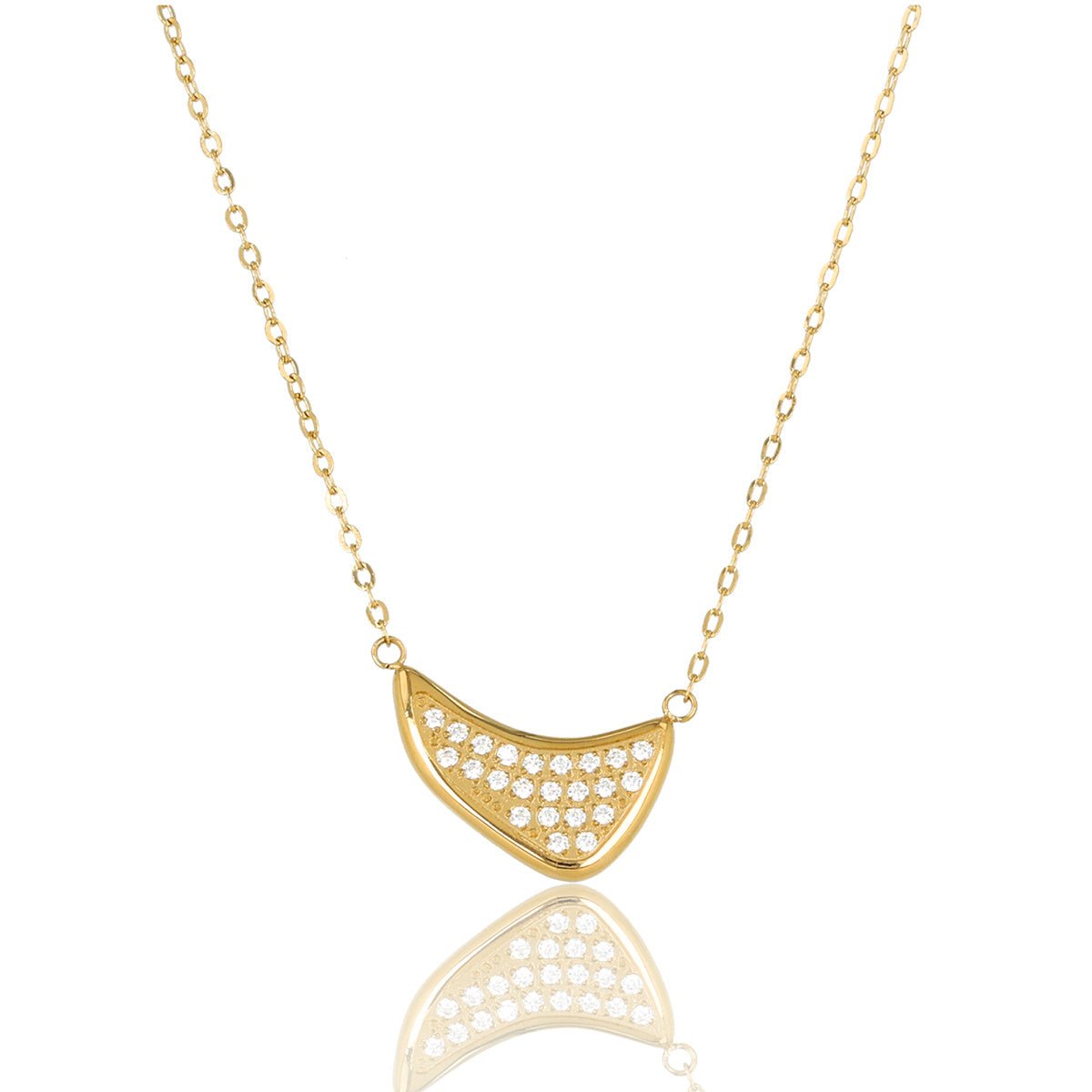 Gouden ketting met zirkonia steentjes hanger - My Bendel - My Bendel