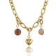 Set delicate necklace with charms - lucky heart and gemstones