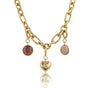 Set fijne ketting met bedels - gelukshartje en edelstenen