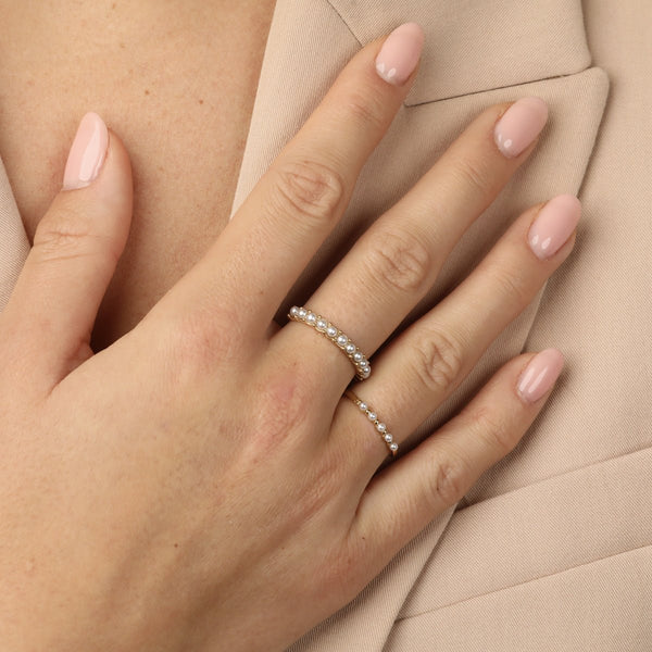 Minimalistische gouden ring - kleine witte parels - My Bendel