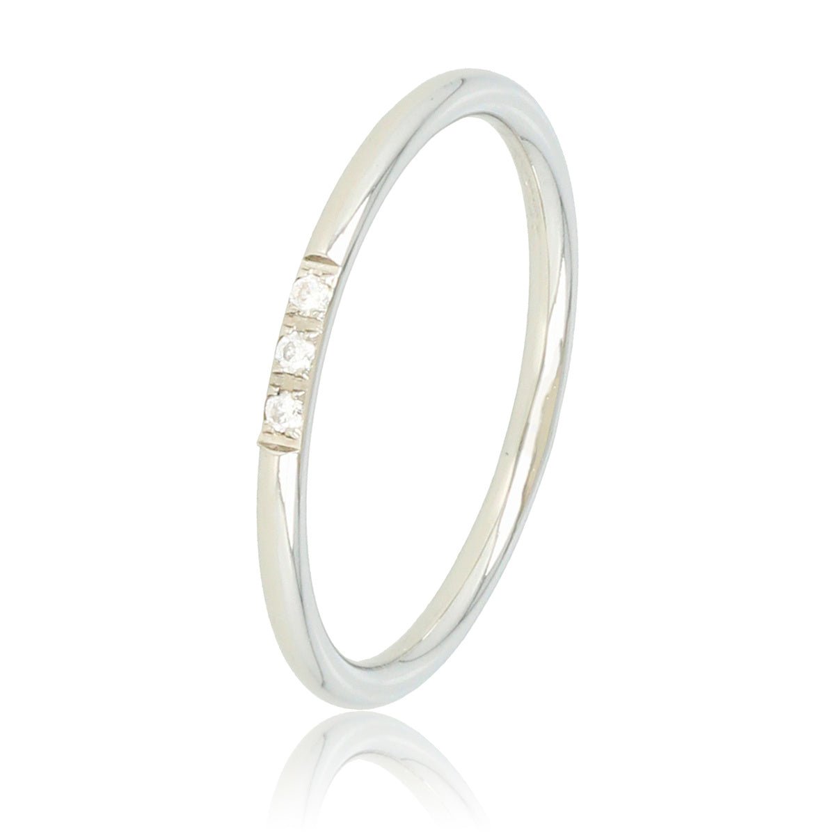 Minimalistische zilveren ring - drie fijne kristallen - My Bendel