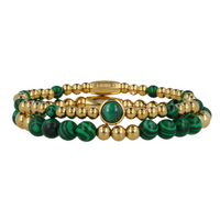 Goldene Armbänder Set mit Malachit Edelsteinen