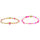 Gold Bracelets Set with Rose Stripe Agate Gemstone