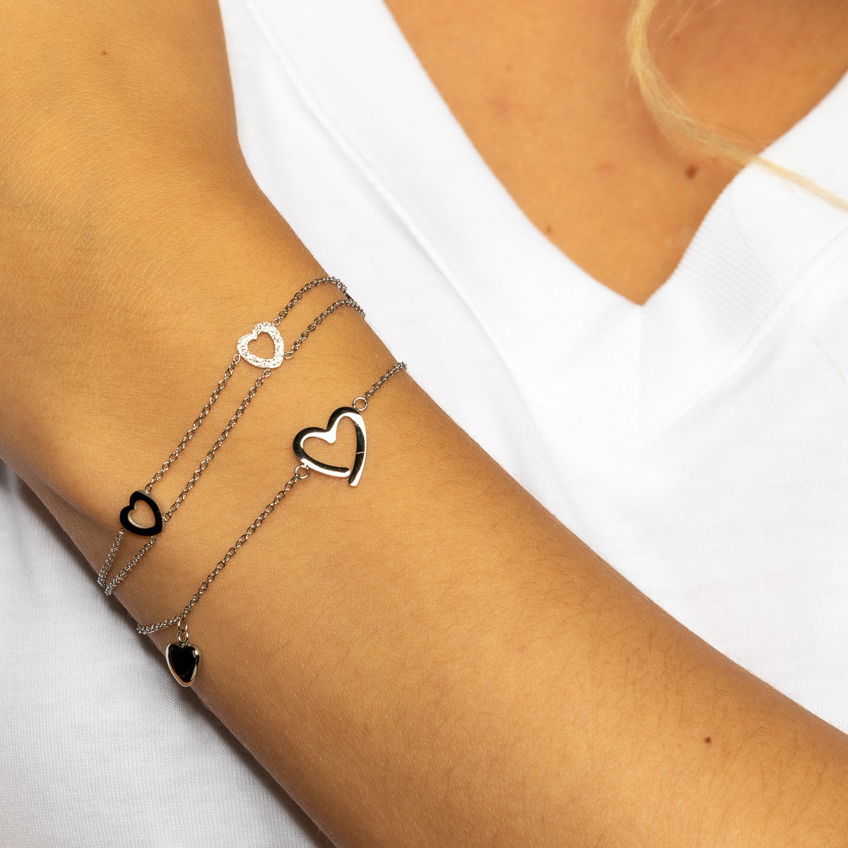 Silver Heart Bracelet - Adjustable and Hypoallergenic