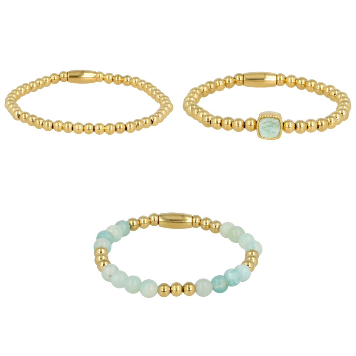 Amazonite Gemstone Bracelets Set - Protection
