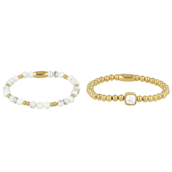 Howlite Edelsteen Armbanden Set - Kalmerend Effect