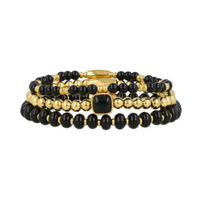 Onyx Bracelets Set - Golden Gemstone Jewelry