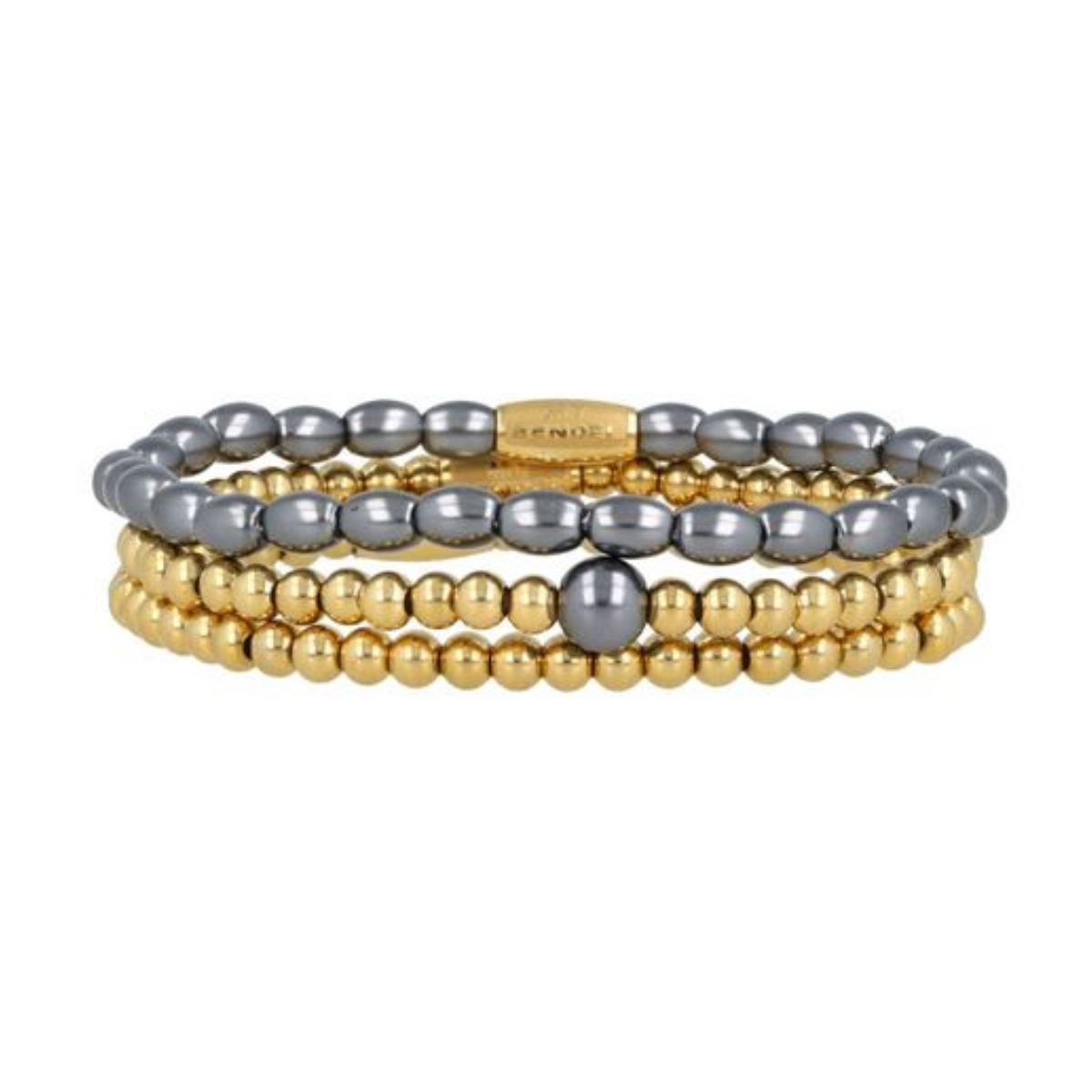 Gouden Armbanden Set met Zwarte Parel Kralen