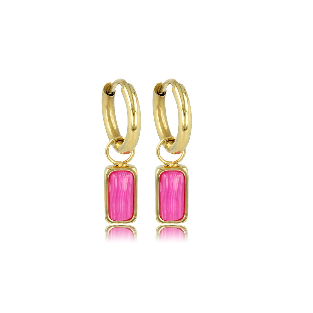 Elegant Gold Earrings with Rose Stripe Agate Pendant