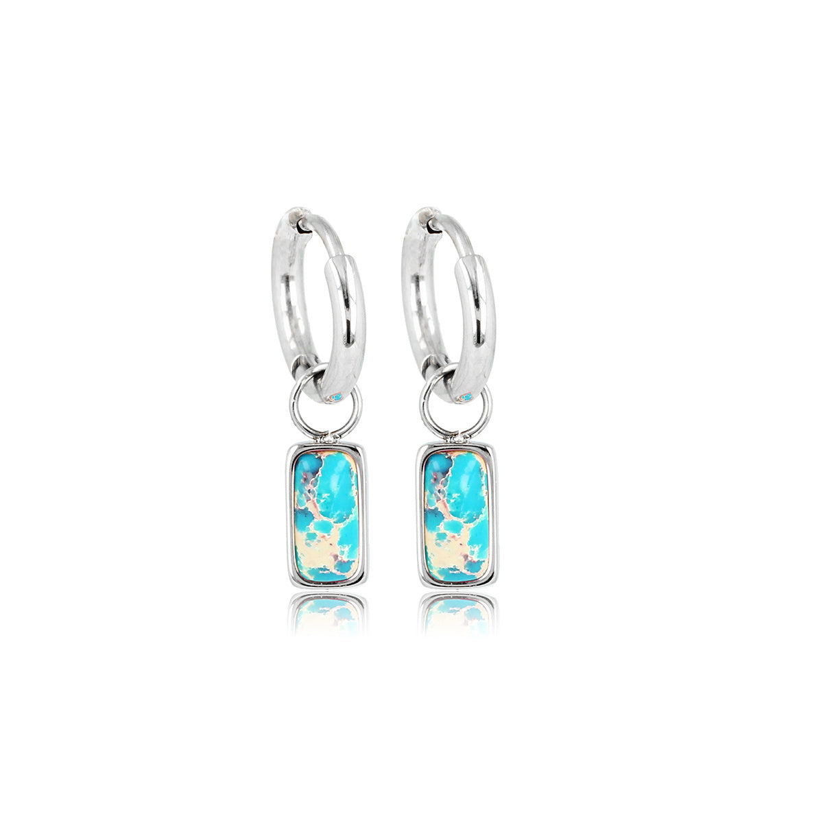 Zilveren Oorringen met Blue Howlite Elegantie