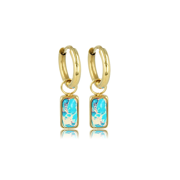 Gouden Oorringen met Blue Howlite Elegantie