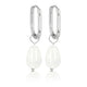 Silver Oval & Pear-Shaped White Quartz Earrings