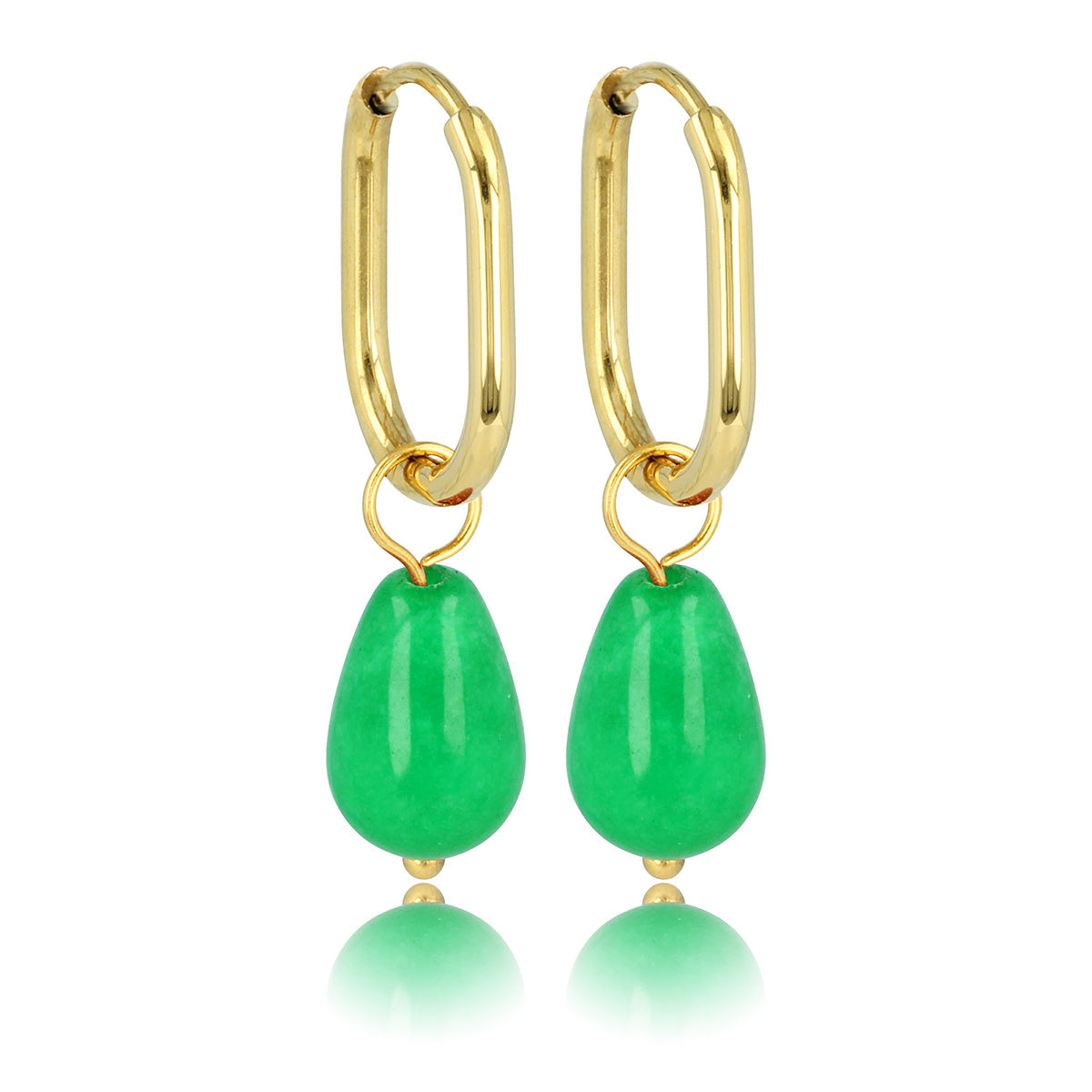 Golden Earrings with Chrysoprase Splendor