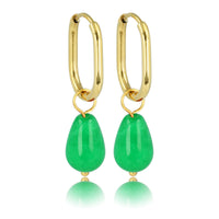 Golden Earrings with Chrysoprase Splendor