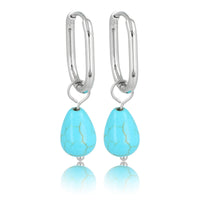Silberne ovale & blaue Howlith-Ohrringe