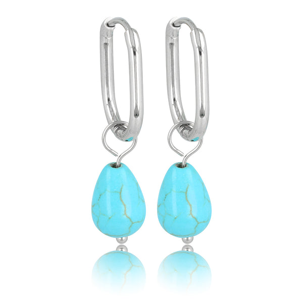Zilveren Ovaal & Blue Howlite Oorbellen