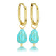 Golden Oval Earrings with Blue Howlite Pendant