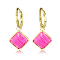 Golden Salmiak Earring with Rose Stripe Agate Hanger