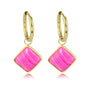 Gouden Salmiak Oorring met Rose Stripe Agate Hanger