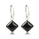 Zilveren Ronde Oorring met Onyx Ruiten Hanger