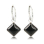 Zilveren Ronde Oorring met Onyx Ruiten Hanger