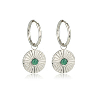Stralende Zilveren Oorringen met Green Agate Zon