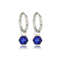Silver Hexagon Earrings with Lapis Lazuli Splendor
