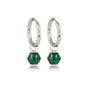 Silver Hexagon Earrings with Malachite