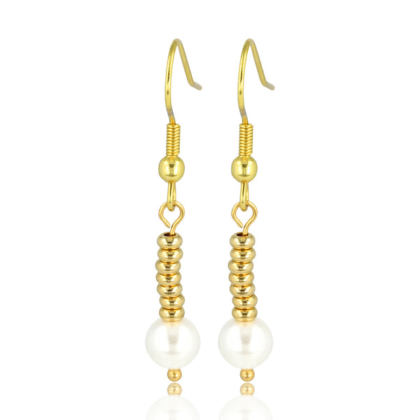 Elegante Gouden Oorbellen met Zoetwaterparels