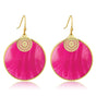 Elegante Gouden Oorbel met Rose Stripe Agate en Bloem