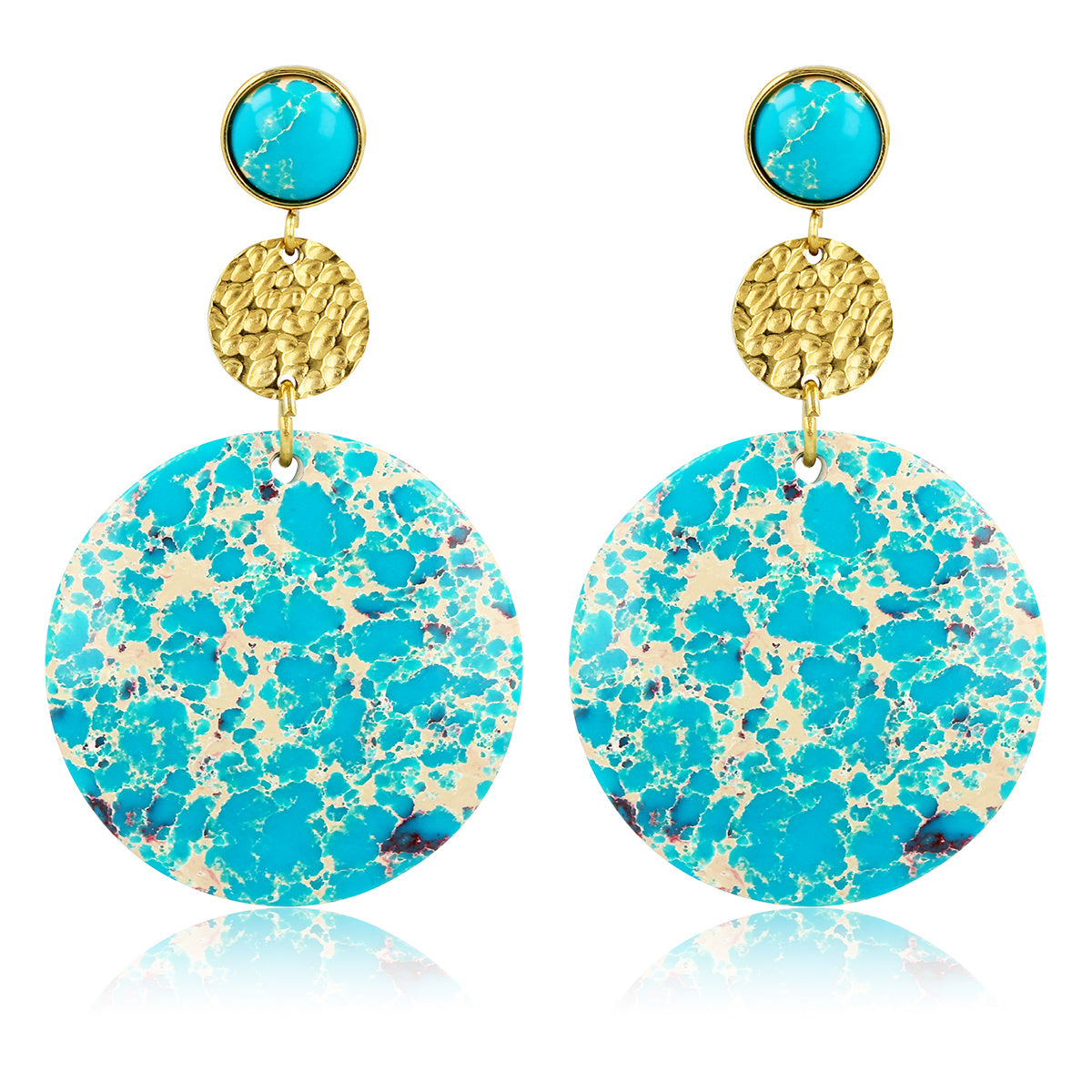 Radiant Earrings with Imperial Jasper and Moon Charm