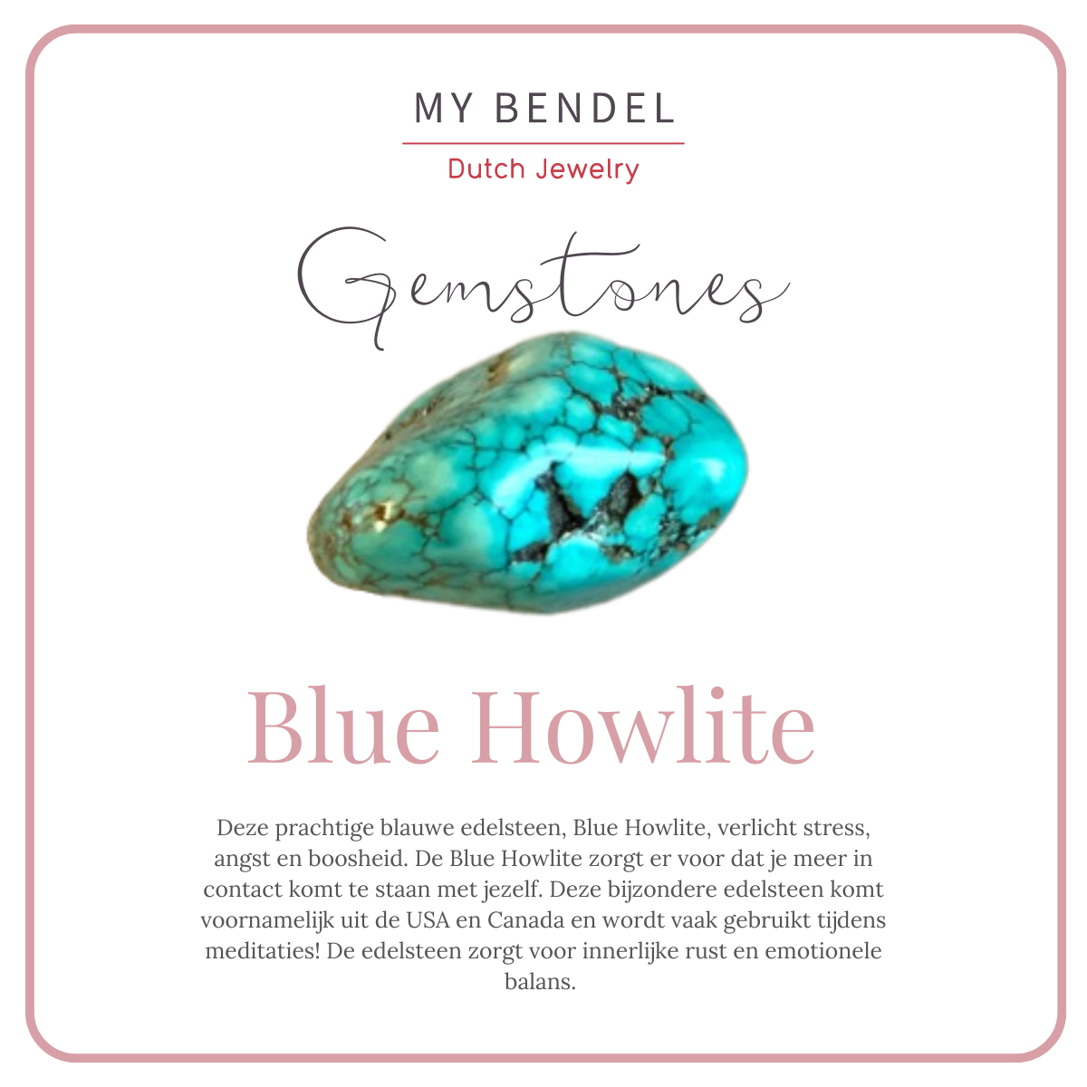Silver Necklace with Blue Howlite Pear-Shaped Pendant