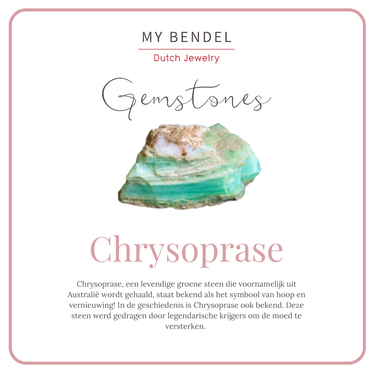 Gouden Ketting met Chrysoprase Peervormige Hanger