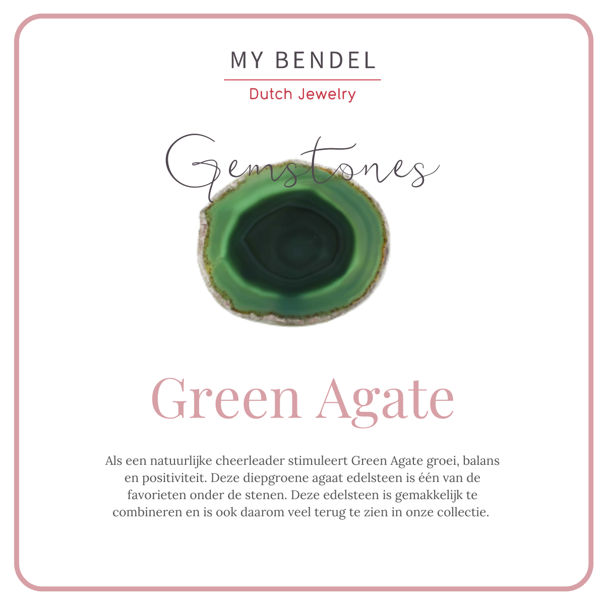 Gouden ketting met ronde Green Agate edelsteen