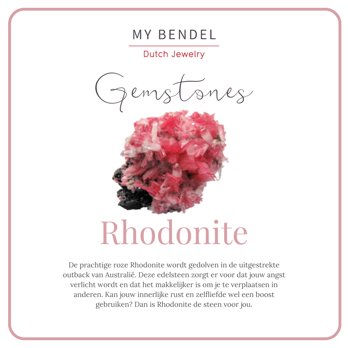 Gouden ring - Ronde roze Rhodonite edelsteen - Modern design