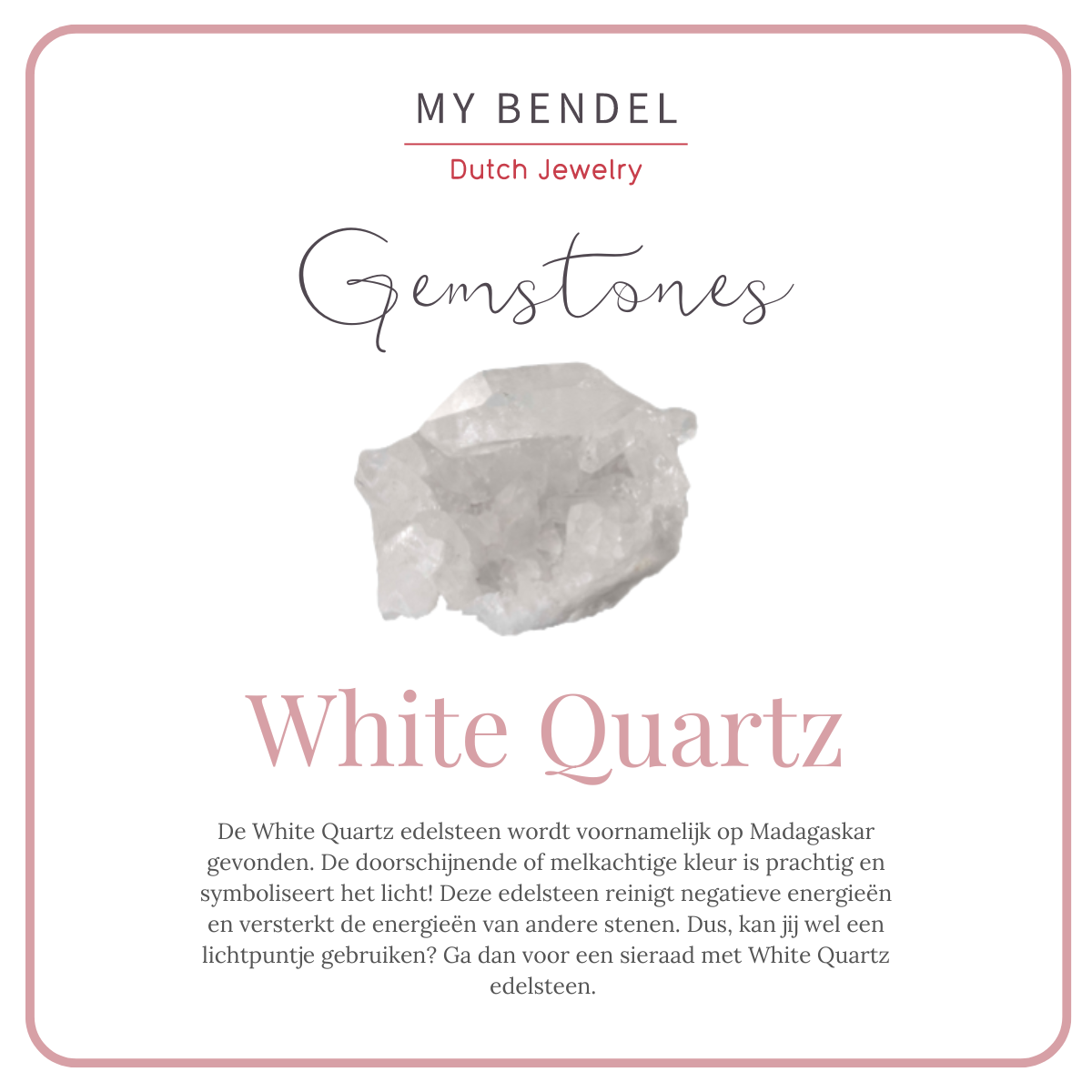 Gouden ring - white quartz edelsteen - hypoallergeen