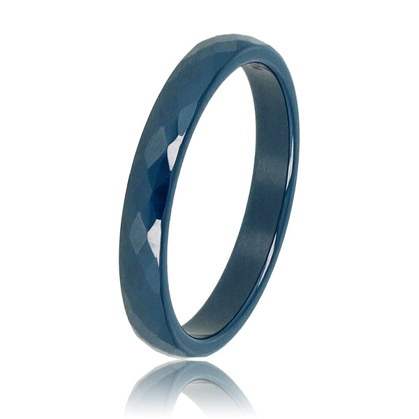 Keramieken ring donkerblauw - facet geslepen - 3mm