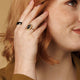 Vintage ring goud - zwarte marmeren steen - Stainless steel