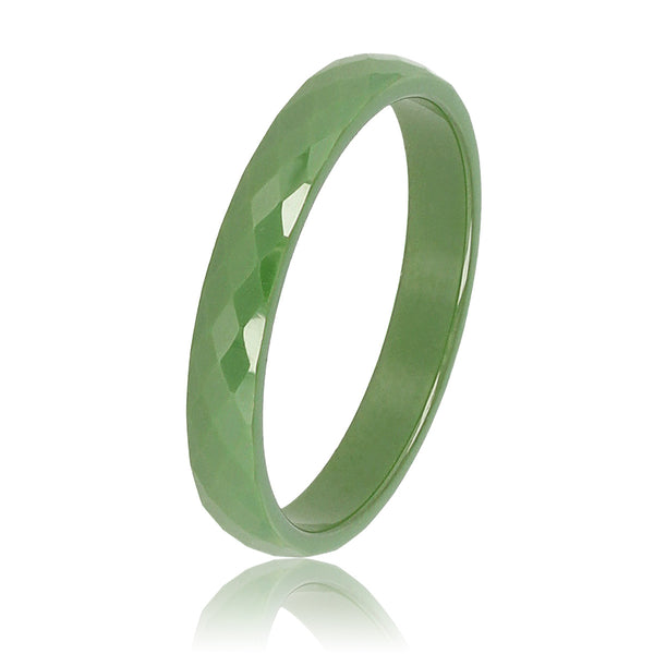 Keramieken ring groen 3mm - facet geslepen - onbreekbaar