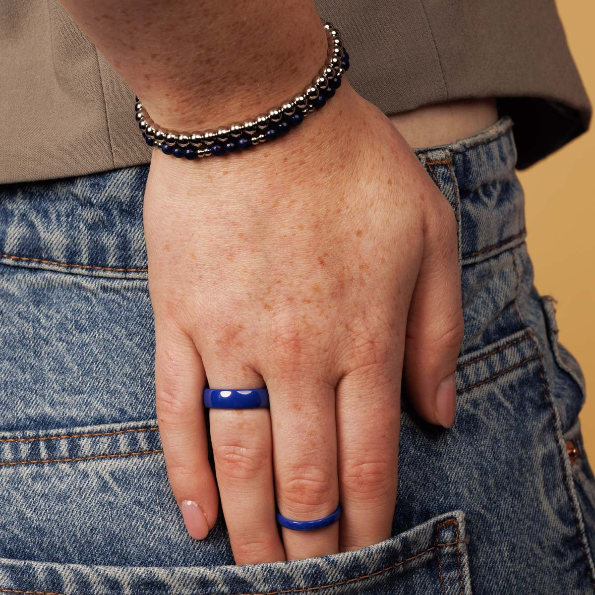 Luxe Lapis Lazuli Armband van stainless steel