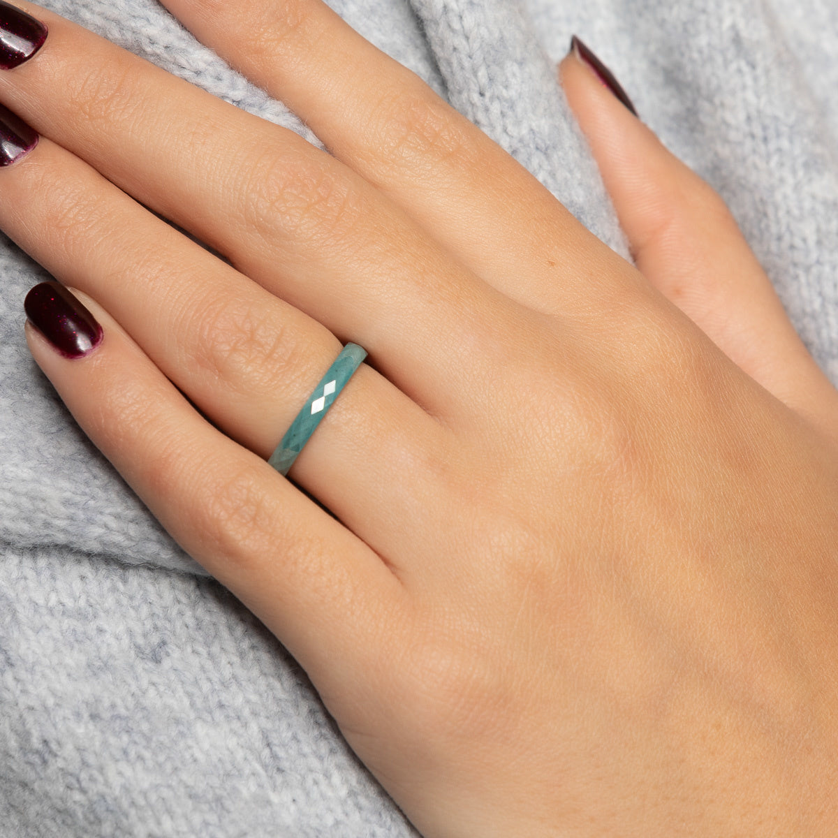 Keramieken ring 3mm - facet geslepen - zacht groen