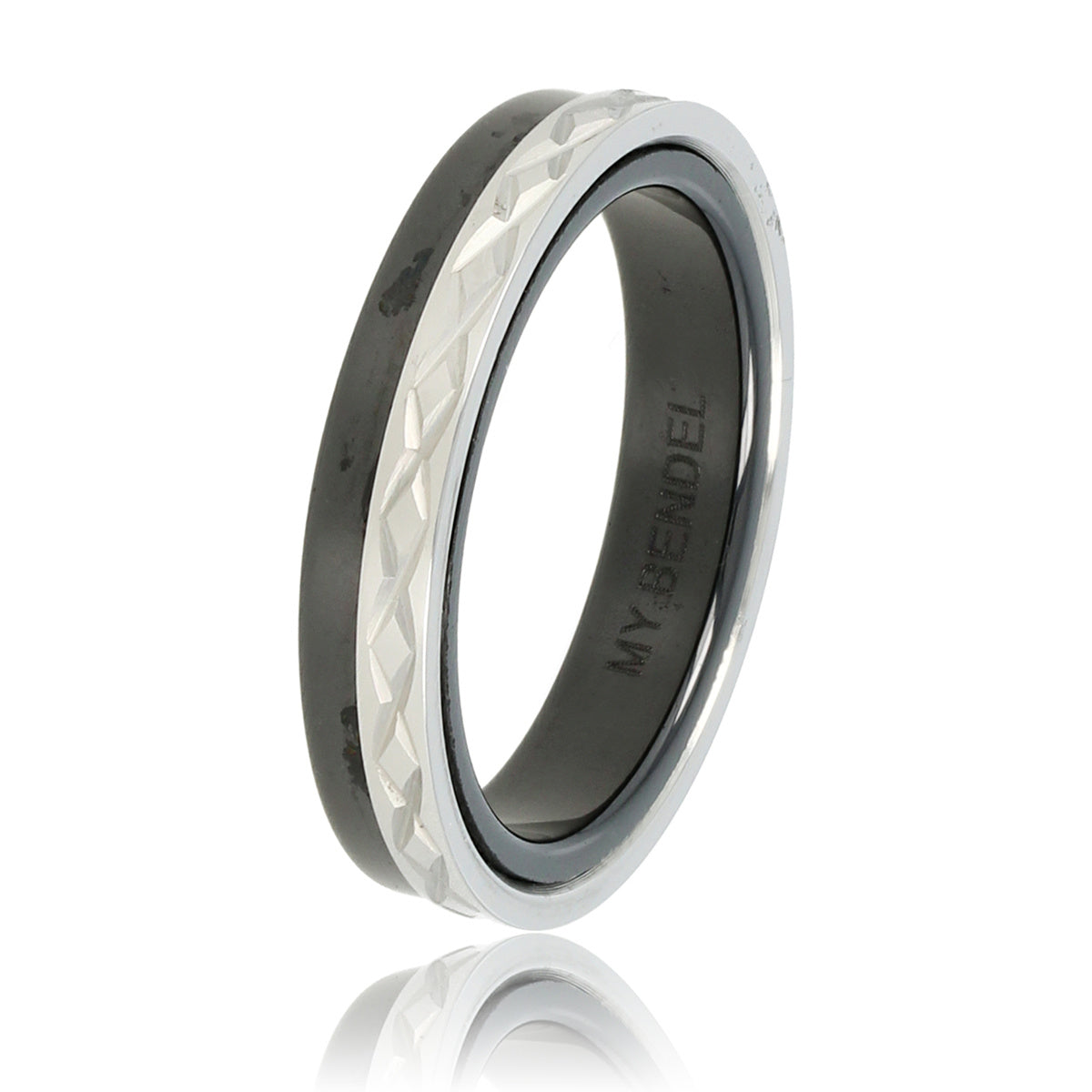 Duo-ring zwart keramiek - zilver kruis motief - dames