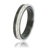 Duo-ring zwart keramiek - zilver kruis motief - dames