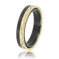 Duo-ring zwart keramiek - goud kruis motief