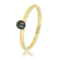 Gold extension ring - black bead - hypoallergenic