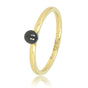 Gold extension ring - black bead - hypoallergenic