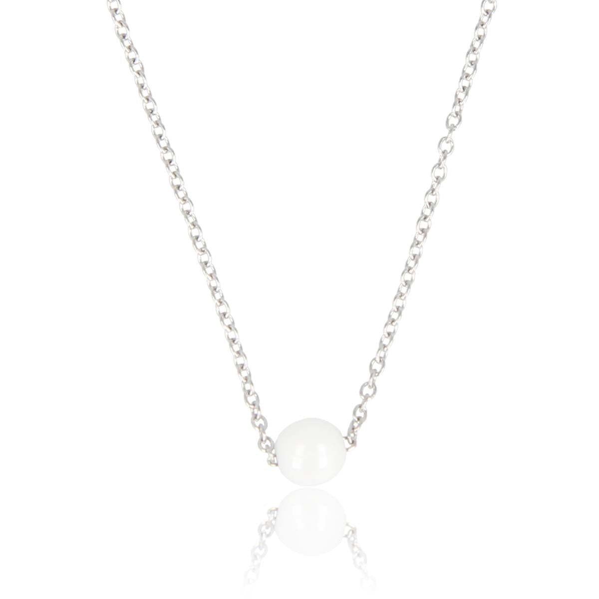 Zilveren Ketting met White Ceramic Bolletje