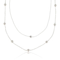 Double Silver Bead Necklace - stainless steel Stylish