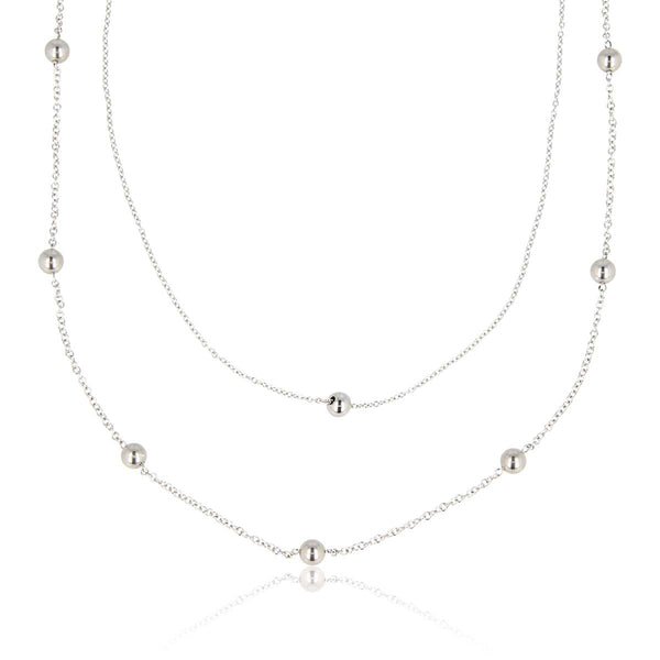 Dubbele Zilveren Bolletjes Ketting - stainless steel Stijlvol